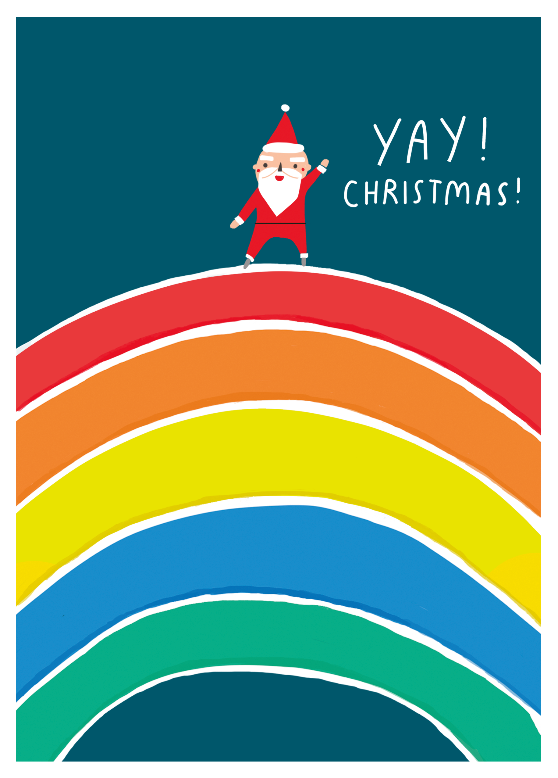 Personalised Modern Christmas Illustrated Santa Rainbow Yay Card – Hallmark