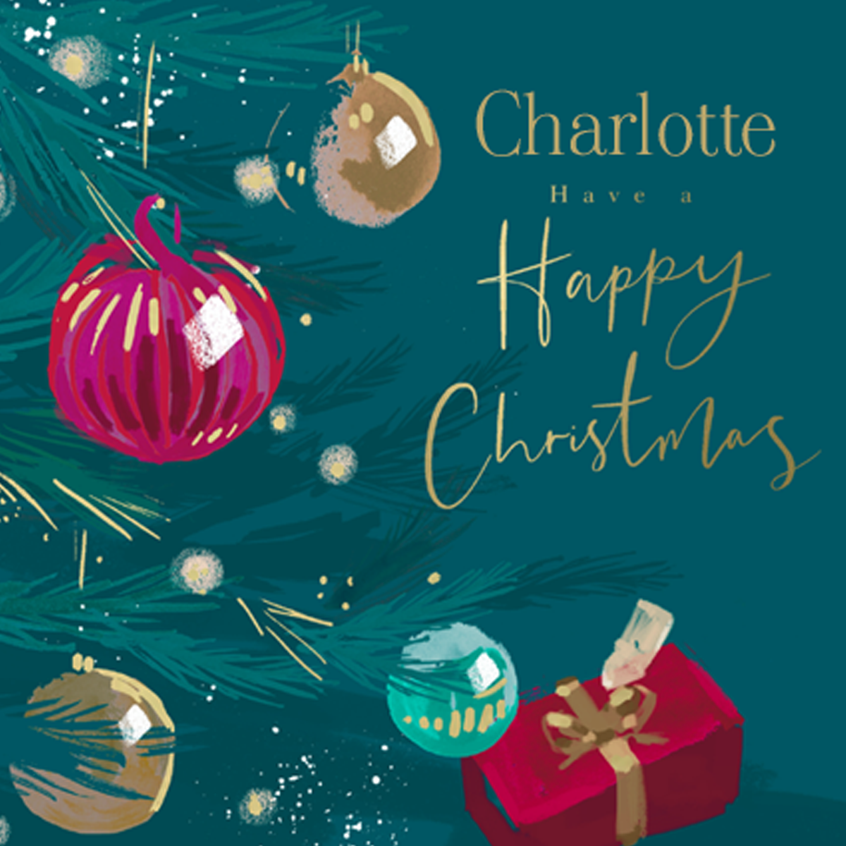 Personalised Green & Gold Tree Christmas Card | Hallmark UK