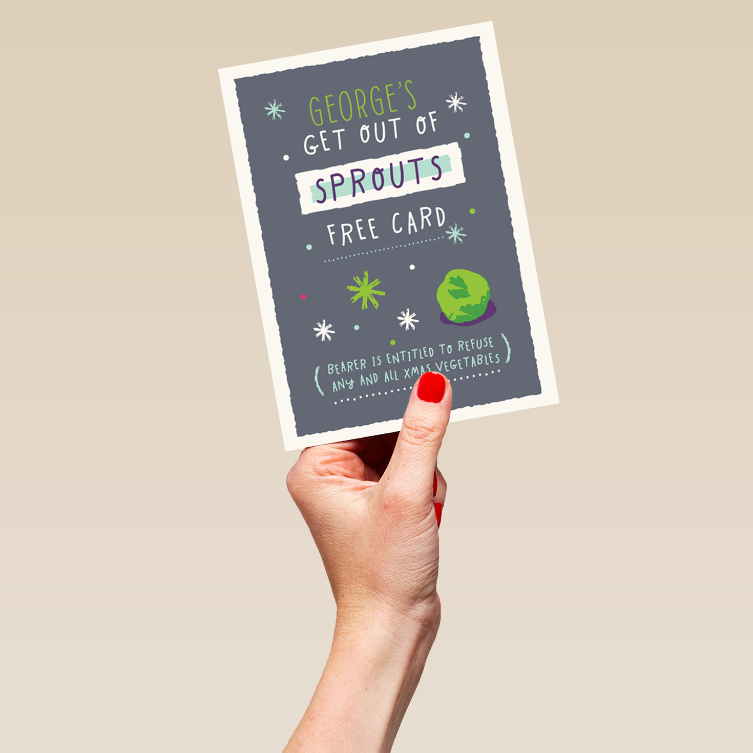 Personalised & Editable Funny Sprouts Christmas Card Hallmark UK