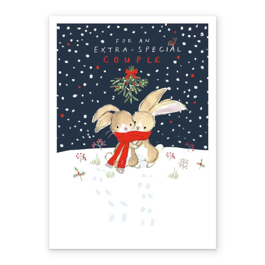 Personalised Special Couple Cute Rabbits & Mistletoe Christmas Card ...