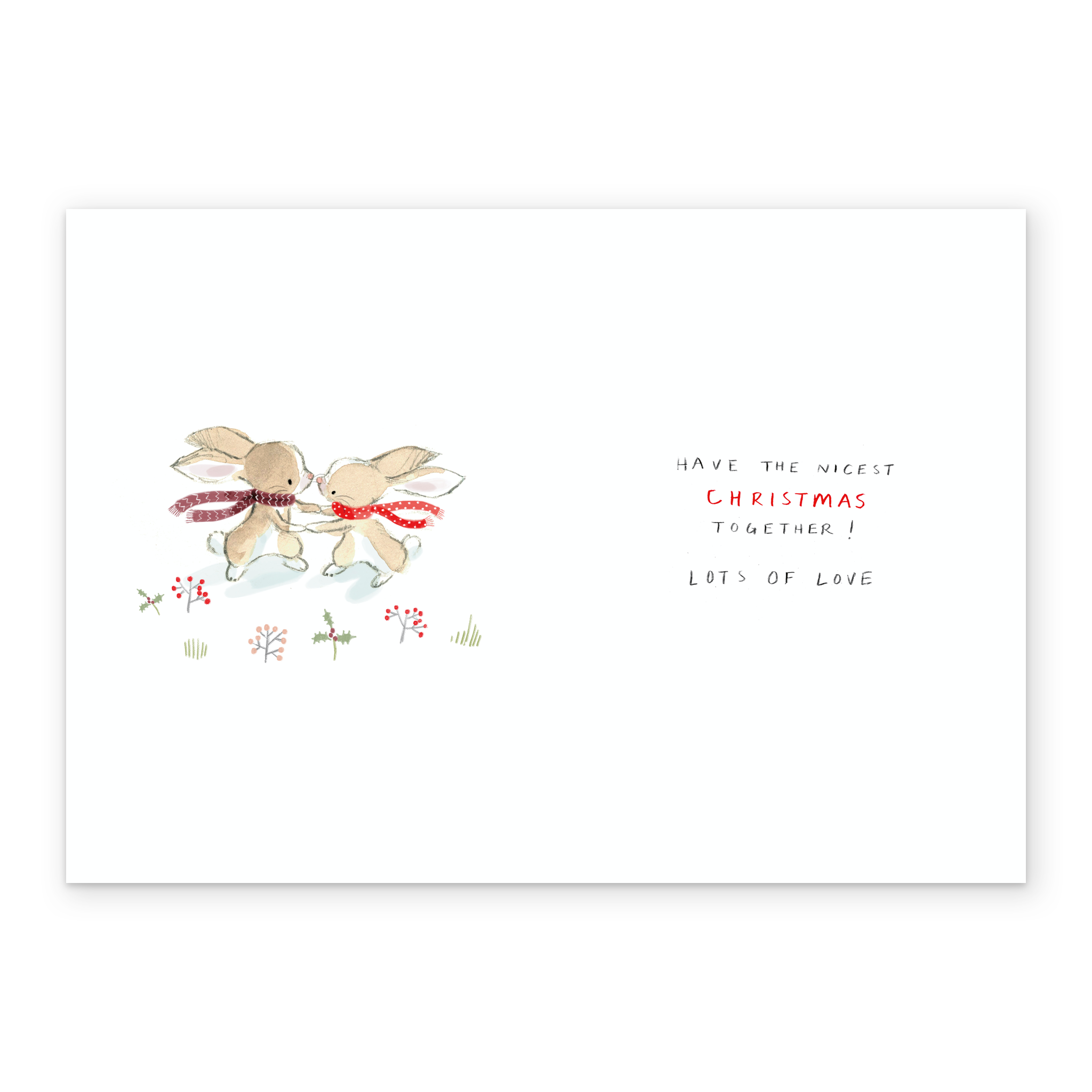 Personalised Special Couple Cute Rabbits & Mistletoe Christmas Card ...