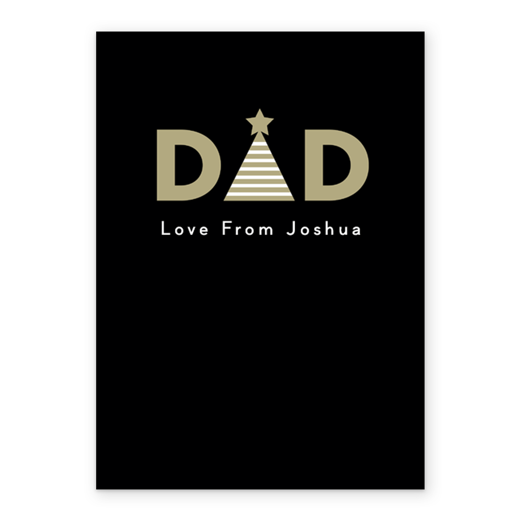 Dad Gold Script Text Personalised Dad Gold & Black Text With Icons Christmas Card – Hallmark