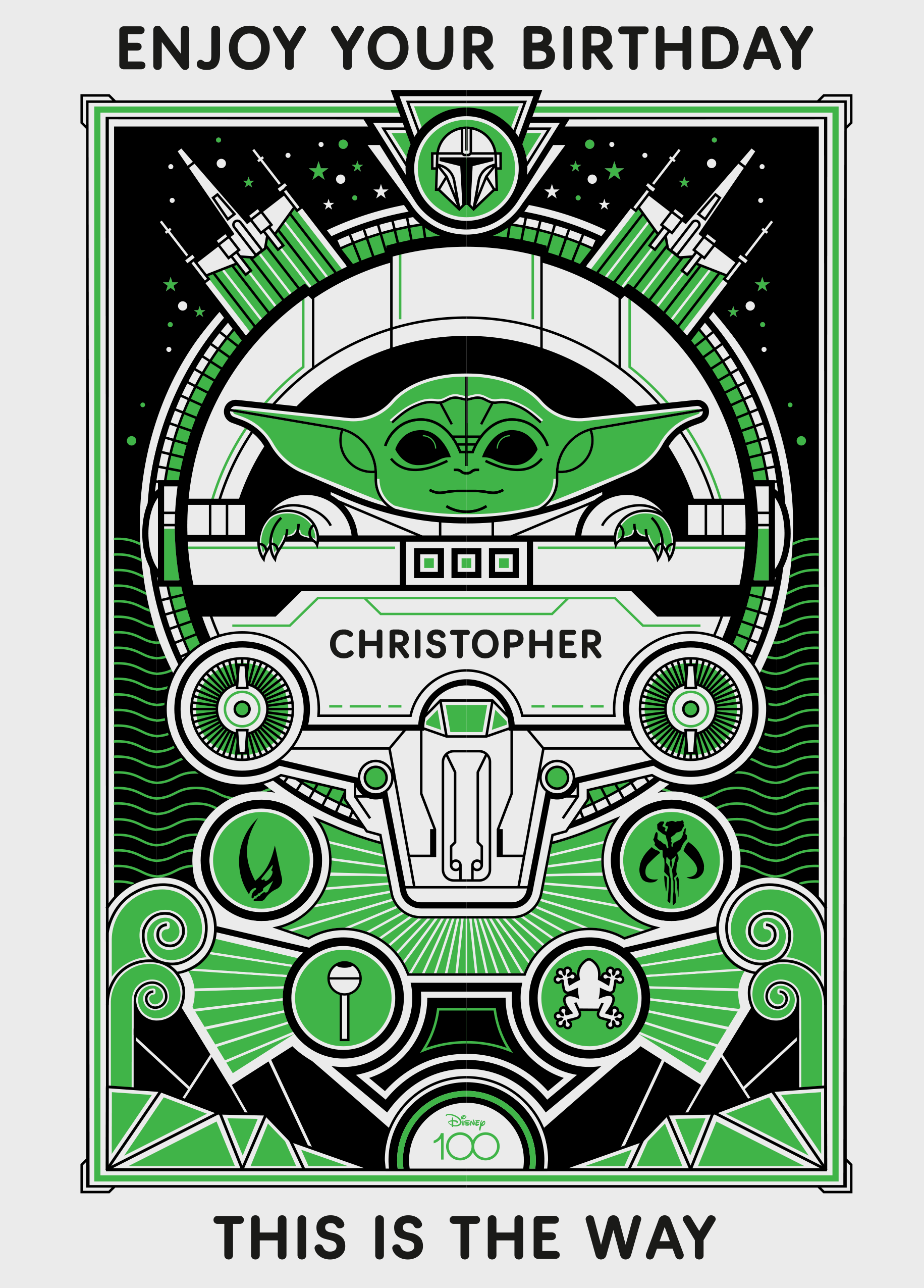 F3007018 hero personalised star wars™ the mandalorian™ grogu birthday card