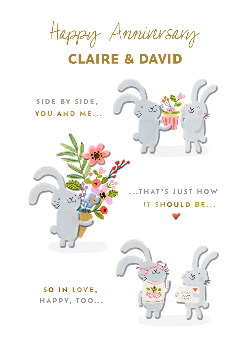 Personalised Editable Rabbit Couple Anniversary Card | Hallmark UK