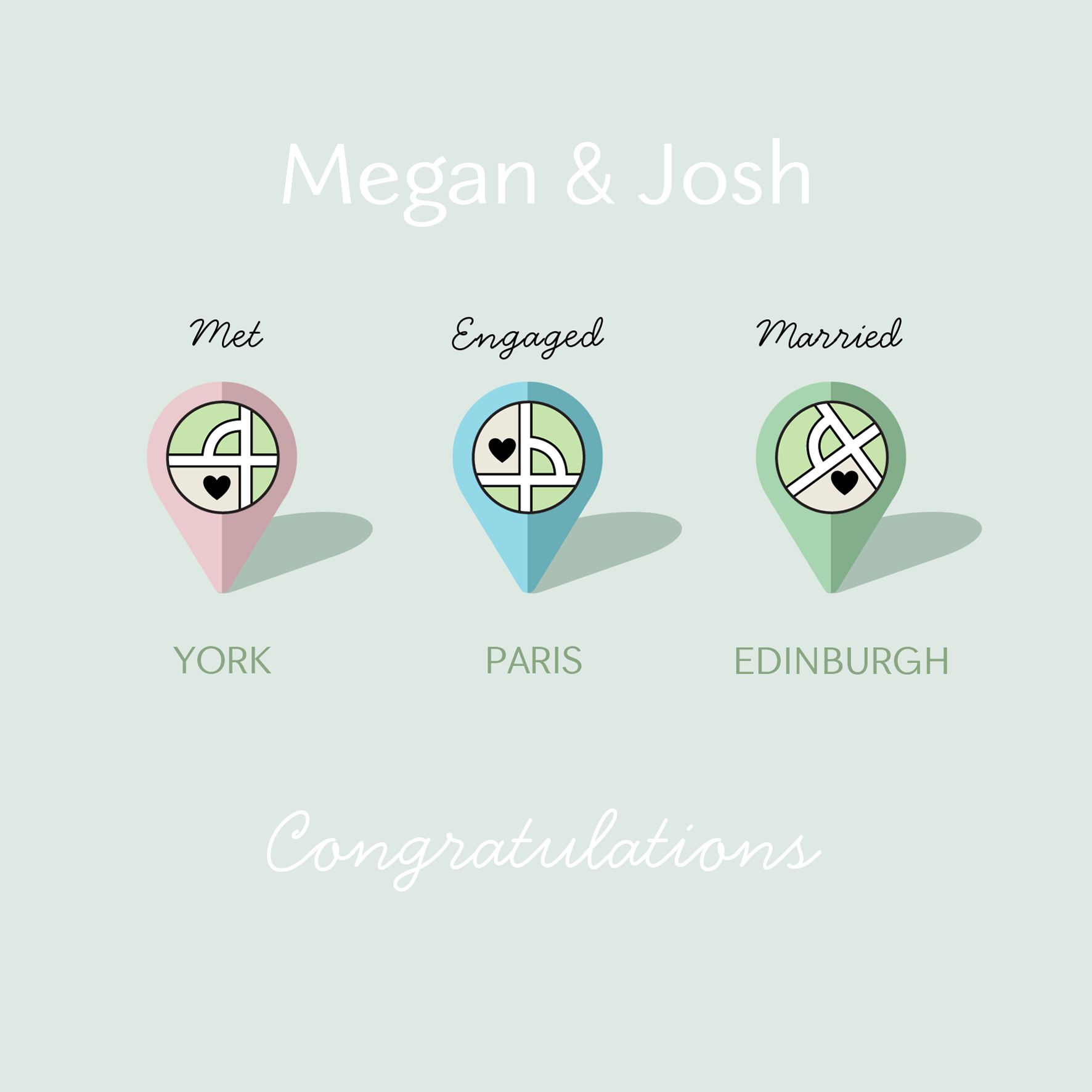 Personalised & Editable Map Pins Anniversary Card | Hallmark UK