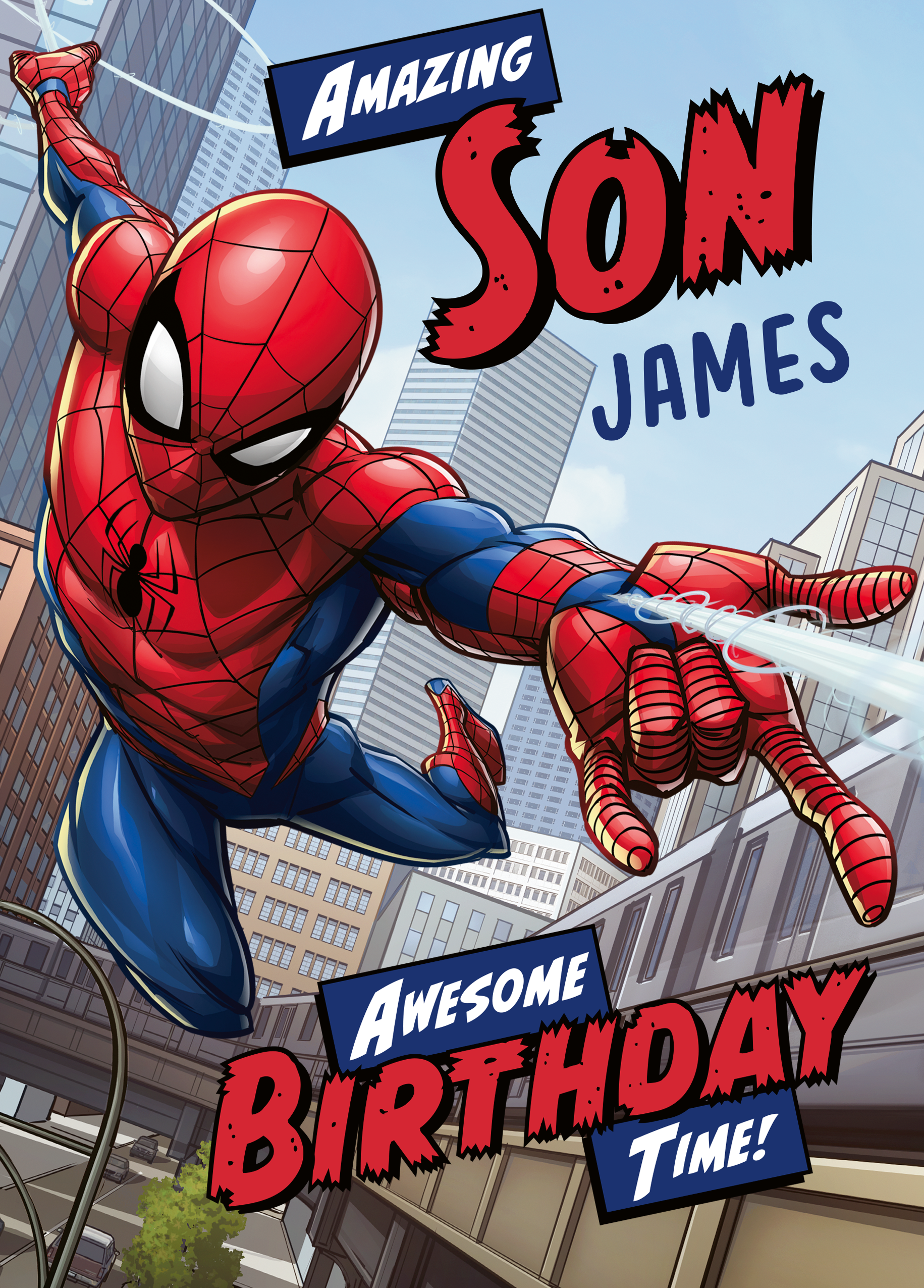 Personalised Spiderman Birthday Card - Custom Name & Message - For Son, Grandson, Nephew