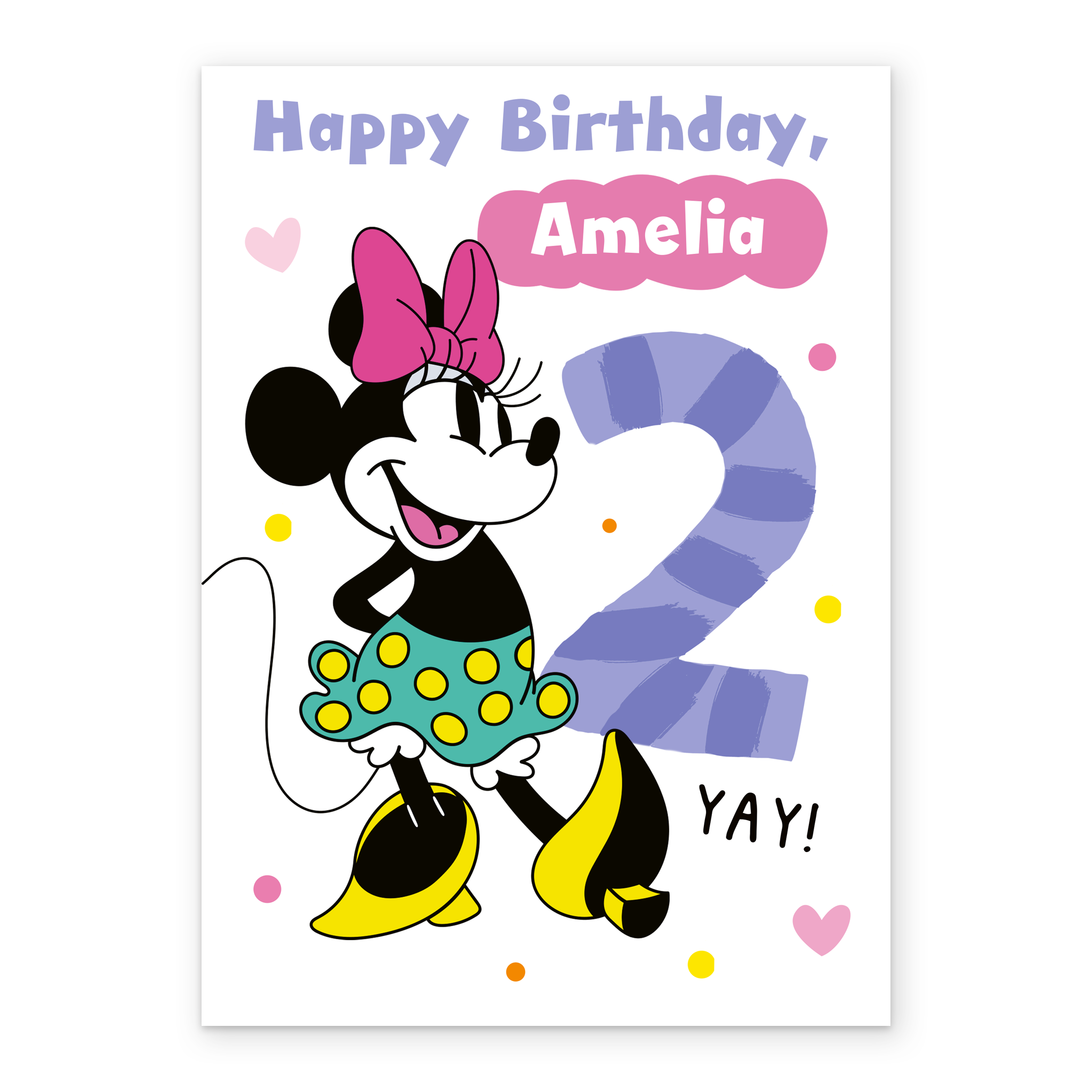 Personalised Pink Disney Minnie Mouse 2nd Birthday Card | Hallmark UK