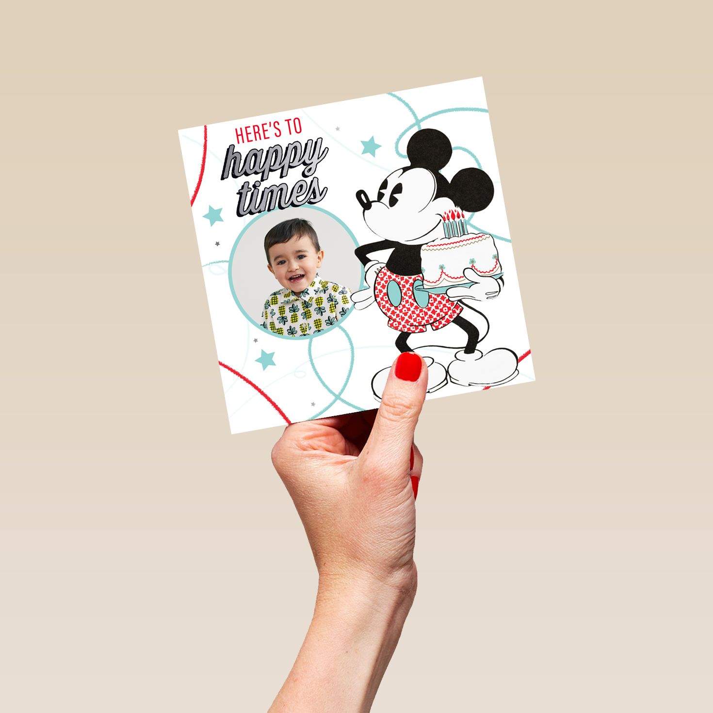 Personalised Disney 100 Mickey Mouse Photo Upload Birthday Card Hallmark