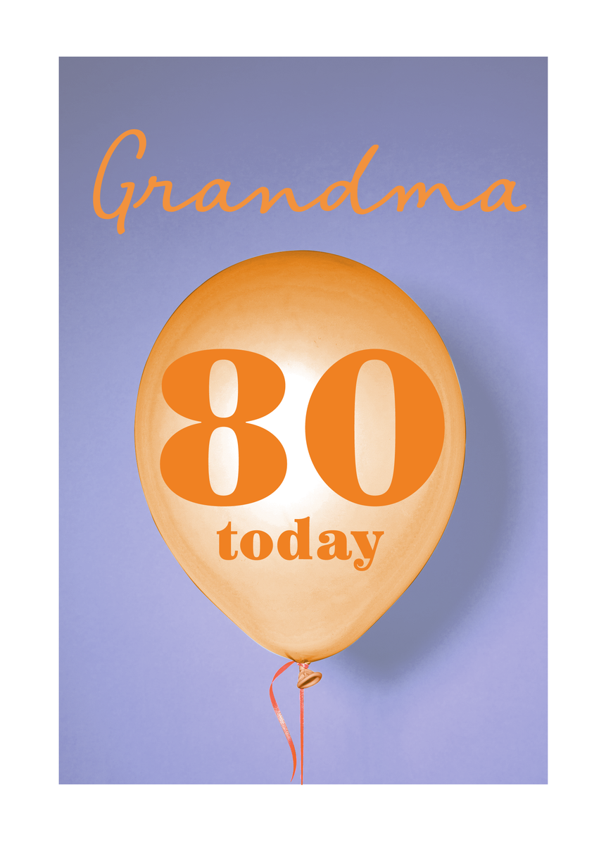 Personalised & Editable Orange Balloon 80th Birthday Card | Hallmark UK