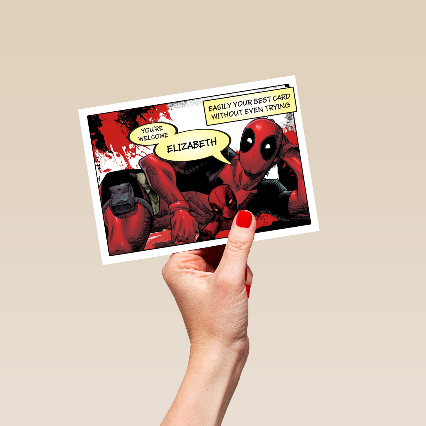 Personalised & Editable Reclined Deadpool Birthday Card | Hallmark UK