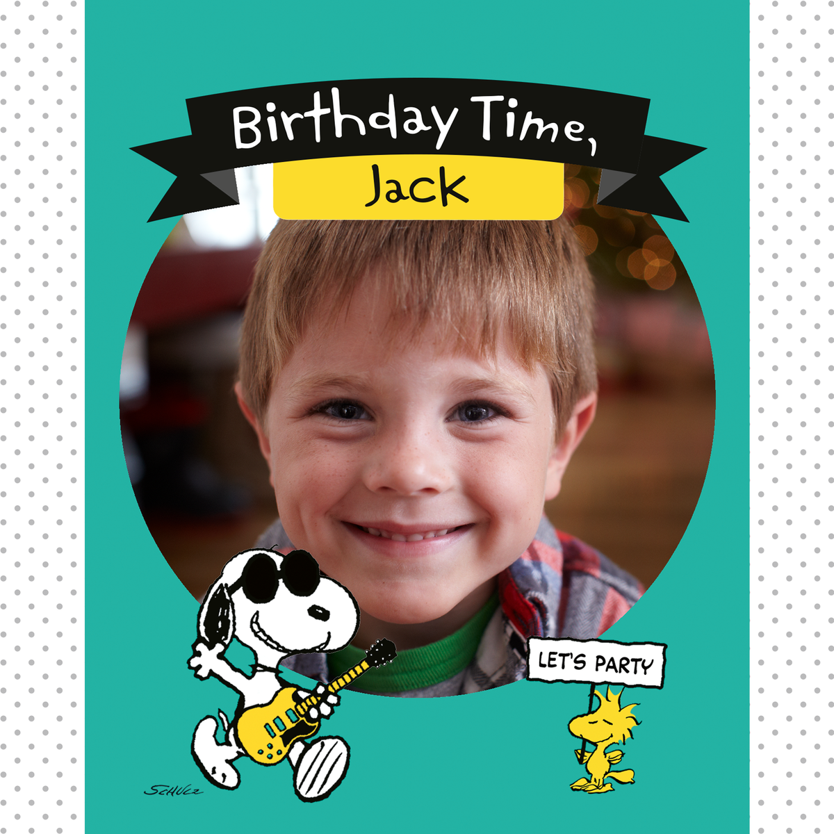 Personalised Photo SNOOPY WOODSTOCK Dance Birthday Card Hallmark UK