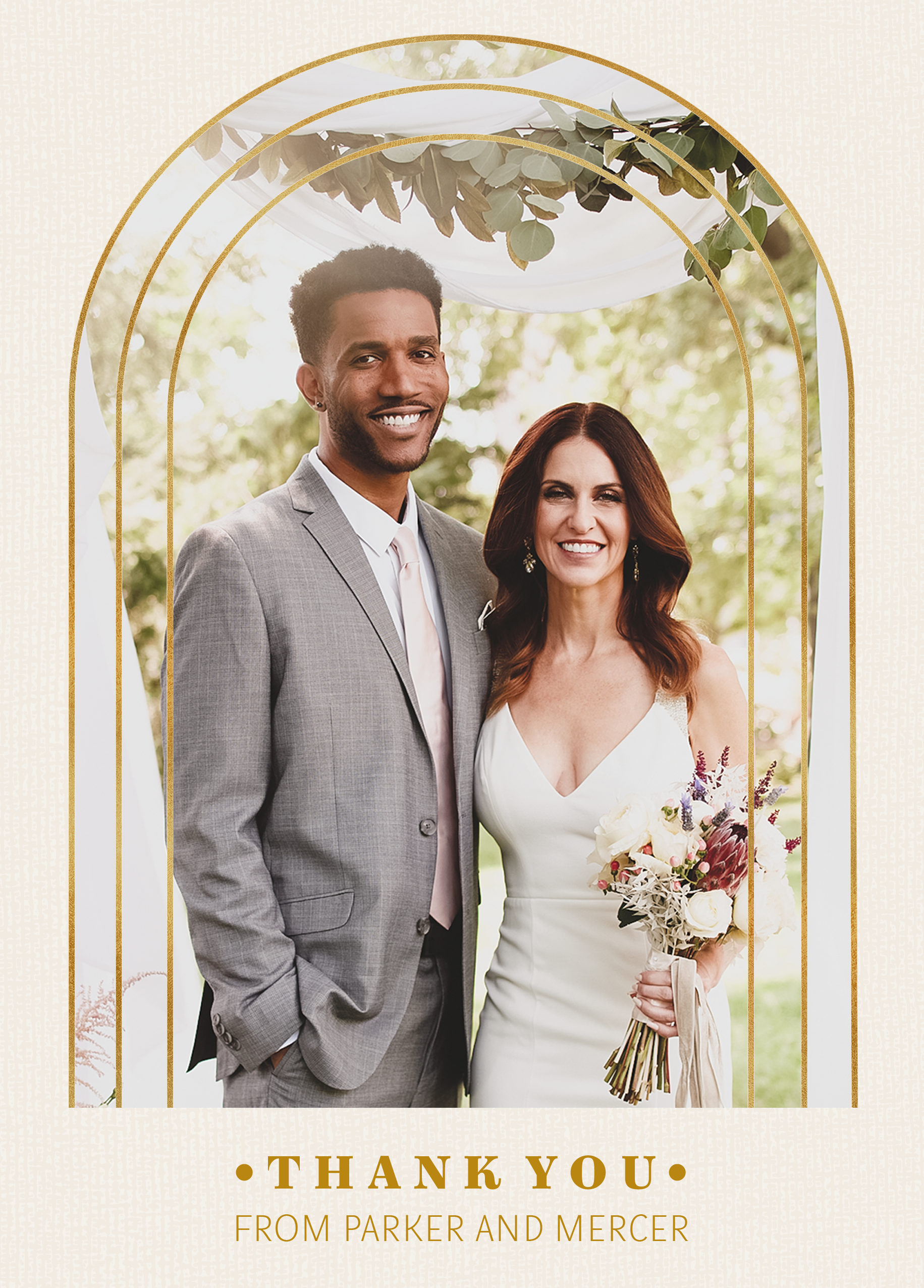 Personalised Photo Editable Arched Border Wedding Card | Hallmark UK