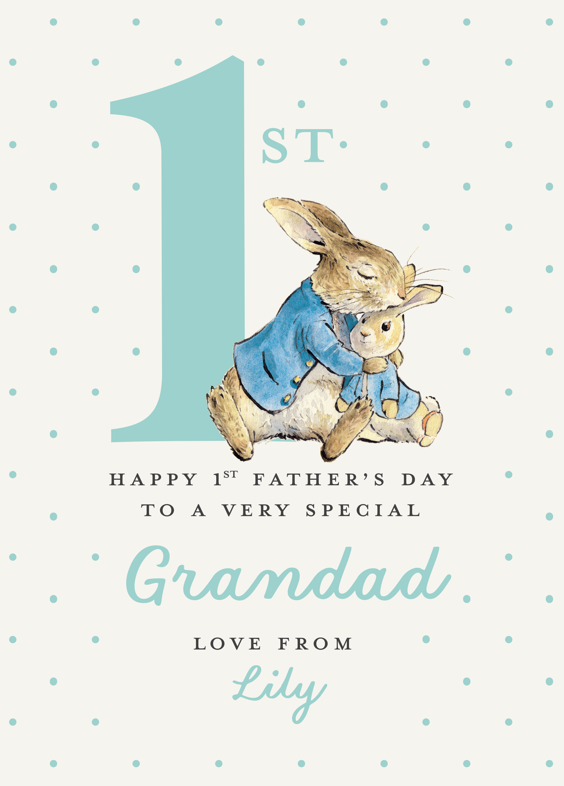 Peter Rabbit Dad Portrait Personalised Peter Rabbit 1st Father's Day Card Grandad | Hallmark UK