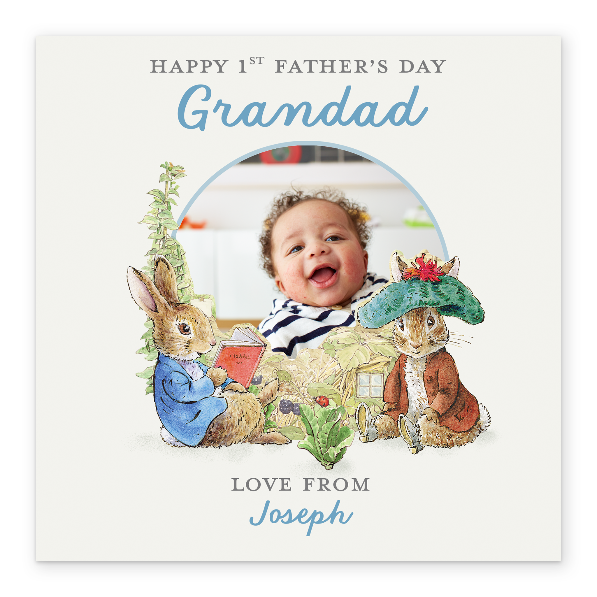 Peter Rabbit Dad Portrait Personalised Photo Upload Peter Rabbit Father's Day Card Grandad – Hallmark