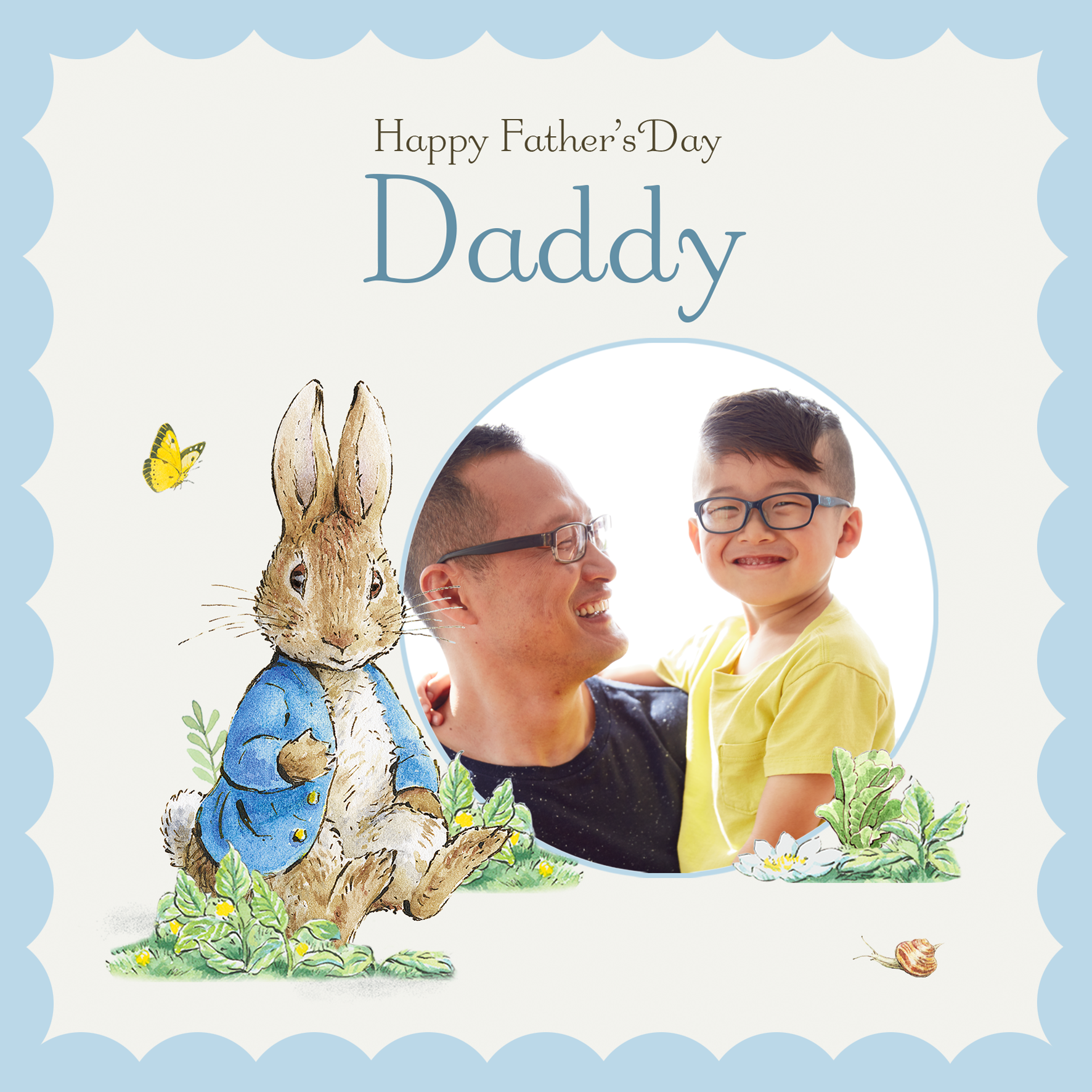 Peter Rabbit Dad Portrait Personalised Photo Upload Peter Rabbit Father's Day Card Daddy – Hallmark