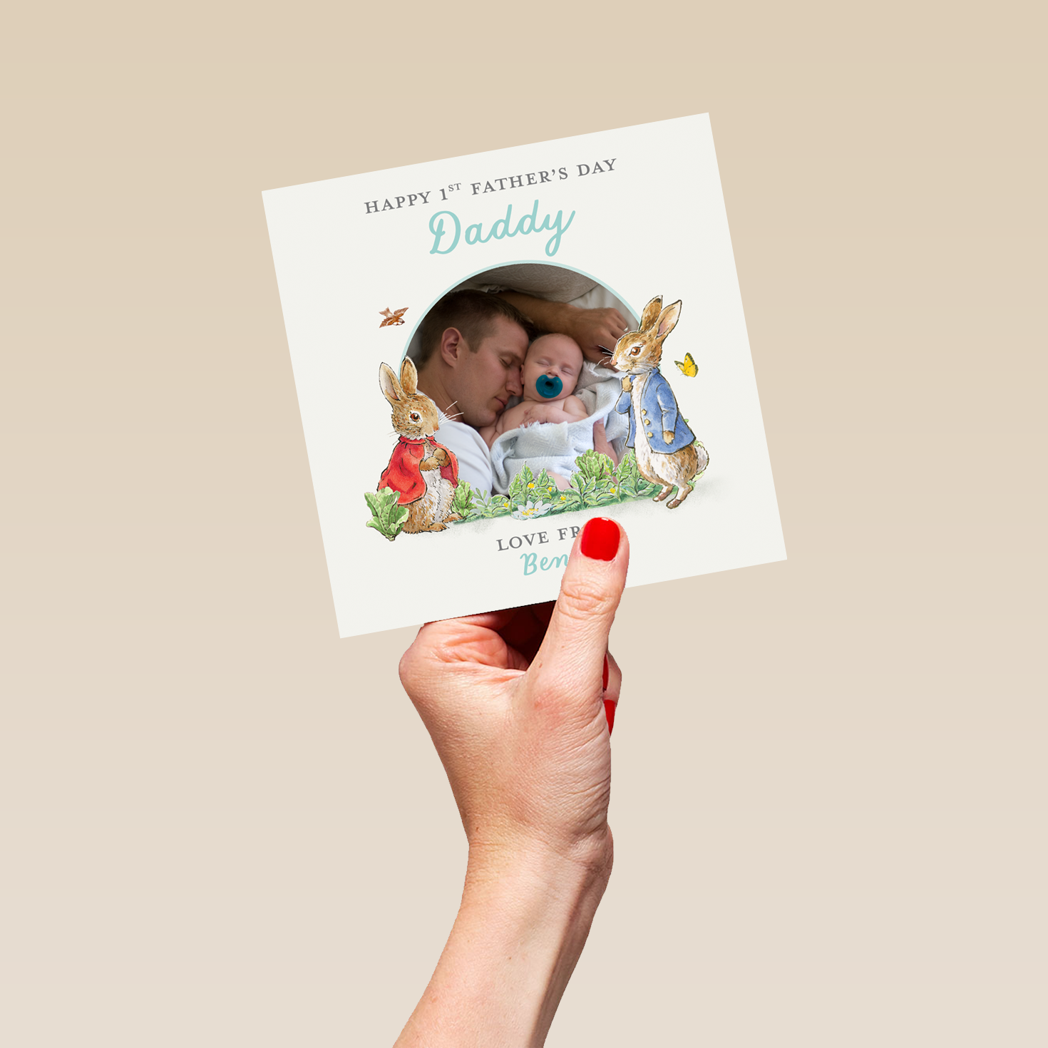 Personalised Photo Upload Peter Rabbit 1st Father's Day Card for Daddy ...
