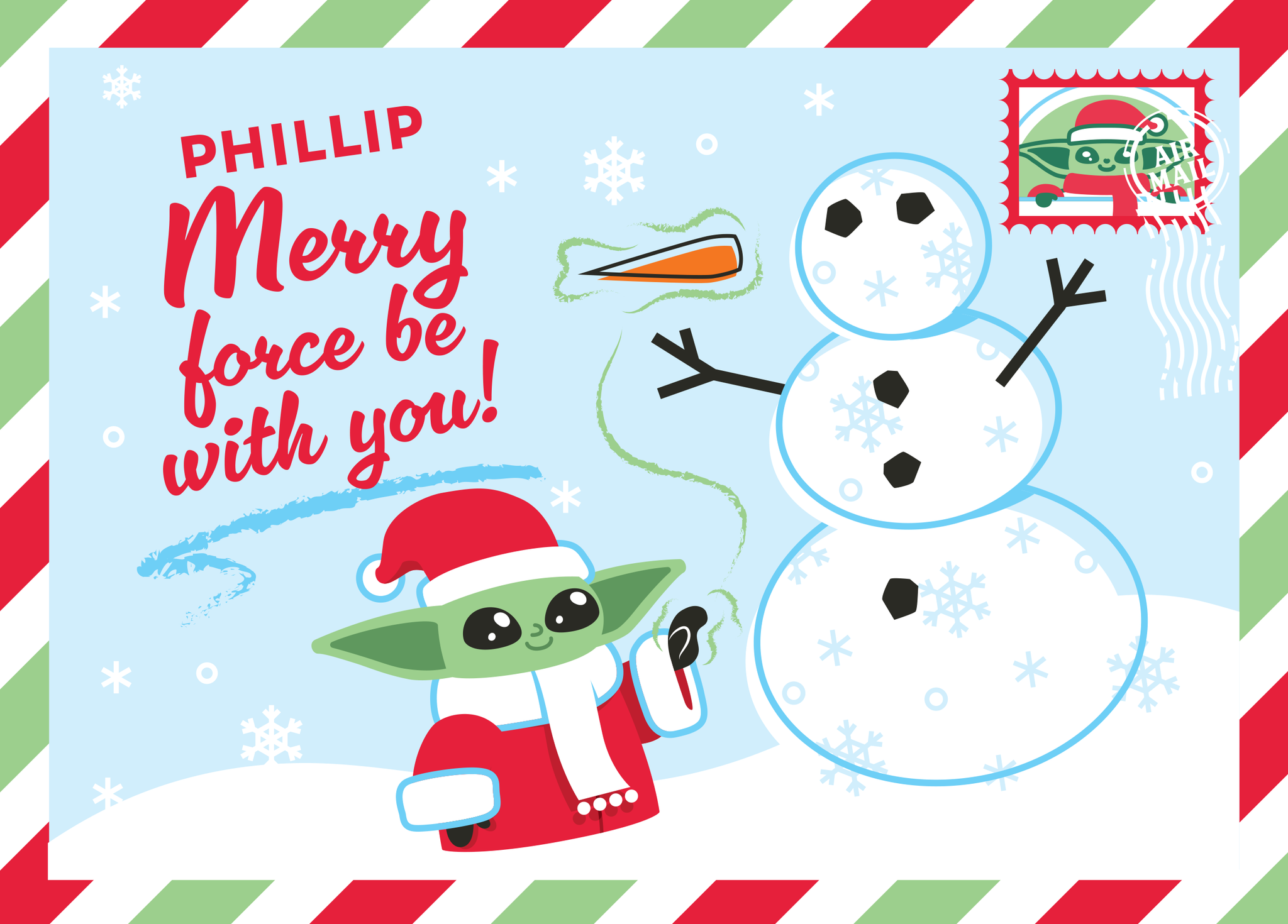 F3008301 hero c70c3545 9c4d 4cca 874e personalised the mandalorian™ grogu™ christmas card | hallmark uk