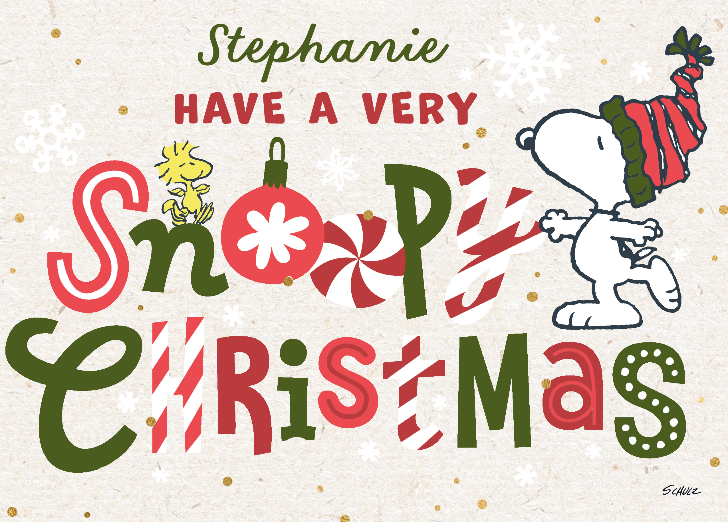 Snoopy Word Personalised Editable SNOOPY Word Art Christmas Card | Hallmark UK