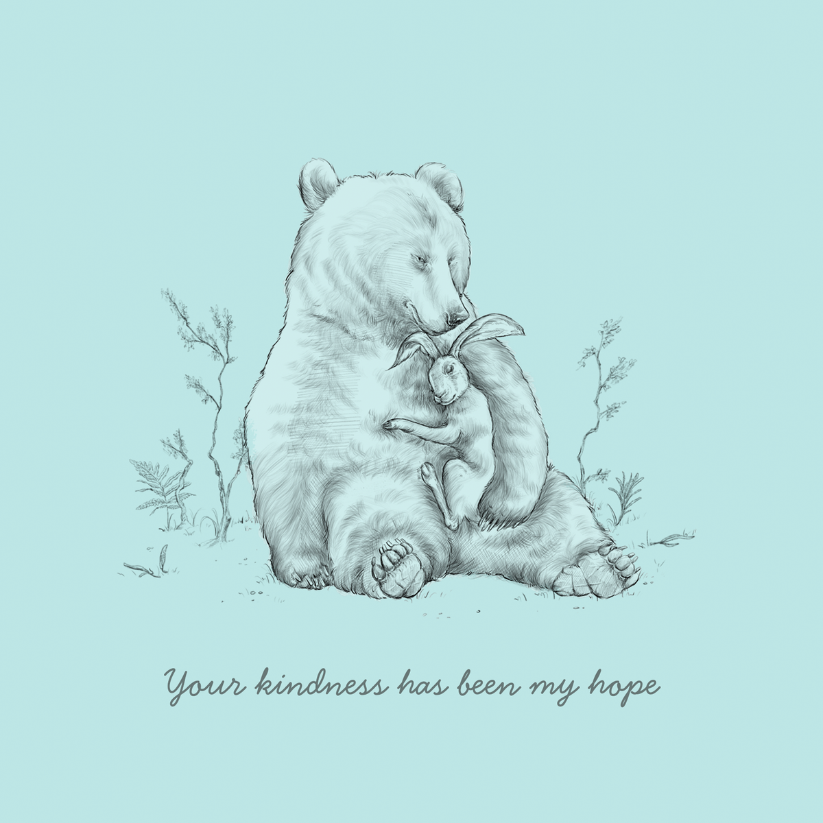 Personalised INSPIRED Bear & Rabbit Thinking of You Card | Hallmark UK