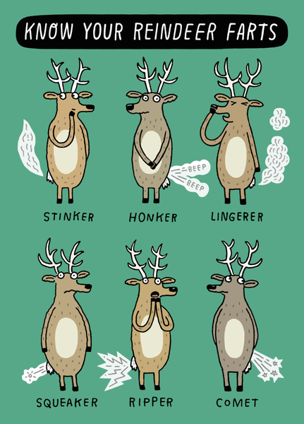 Personalised Funny Reindeer Farting Christmas Card Hallmark