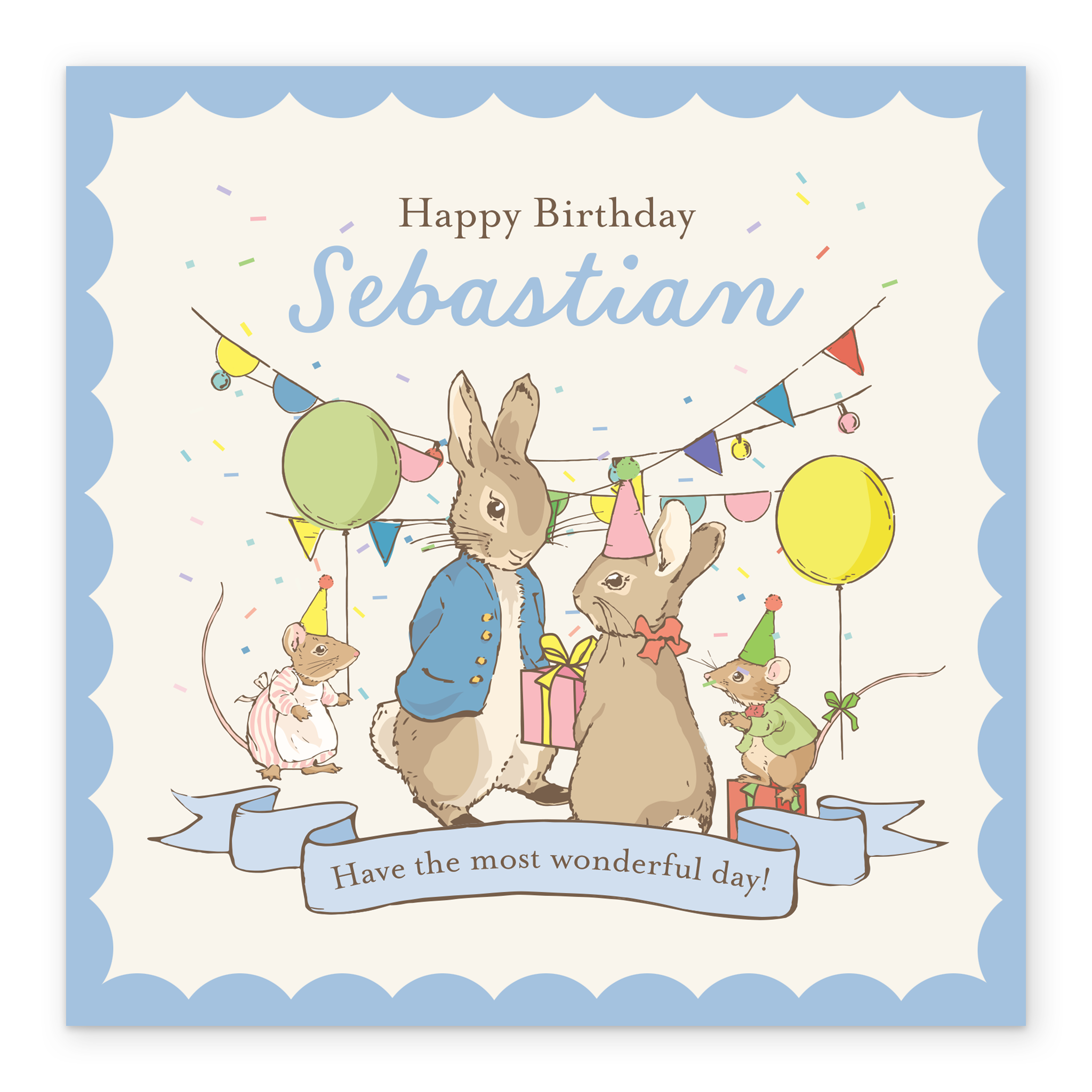 Petr Rabbit Birthday Background Personalised Editable Blue Peter Rabbit Birthday Card | Hallmark