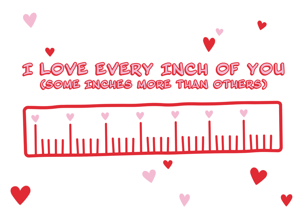 Personalised Funny Ruler & Hearts Valentines Card | Hallmark