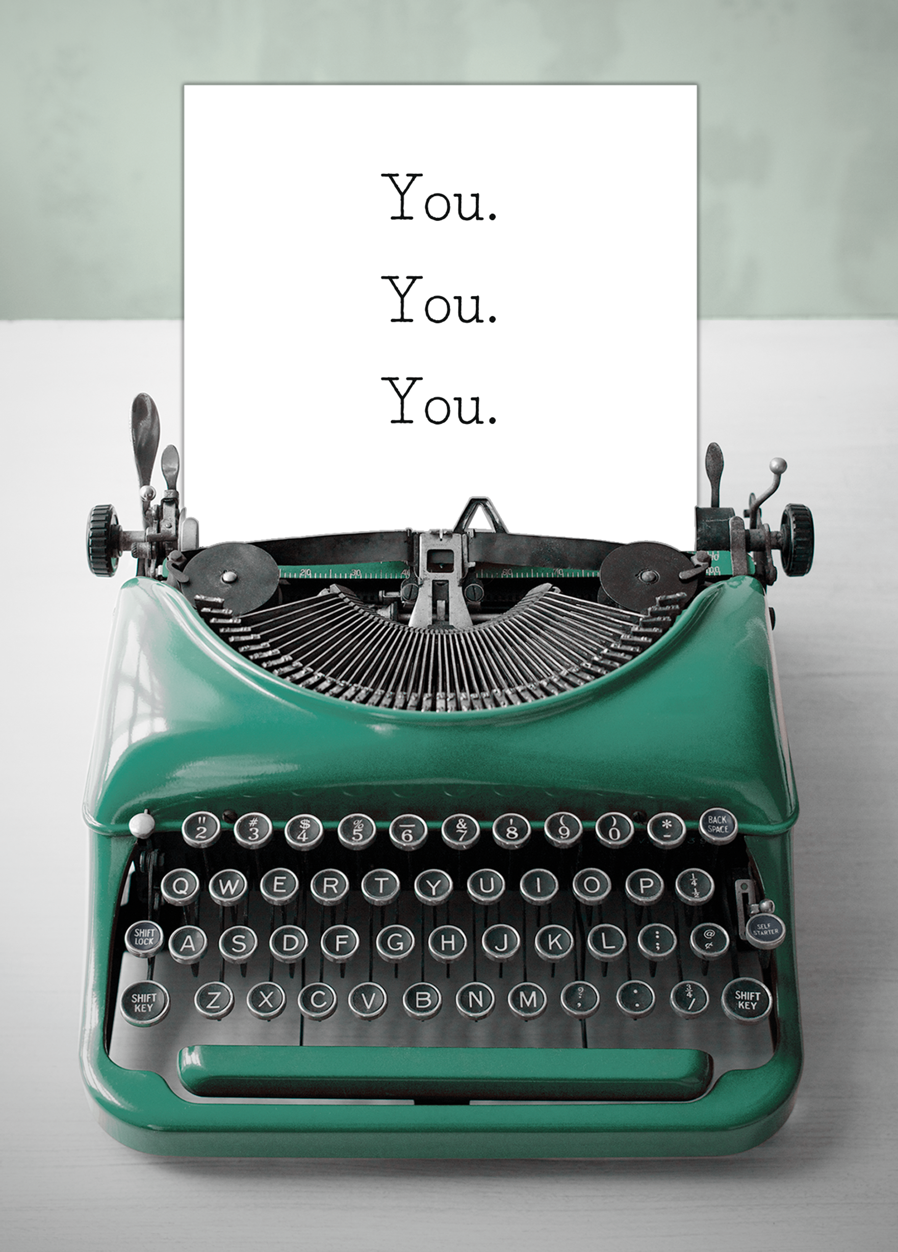 Personalised Green Typewriter Thinking of You Card Hallmark - Main Image