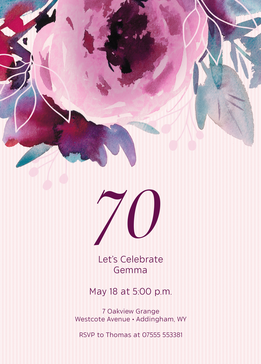 Personalised Editable Floral Display Birthday Invitation | Hallmark