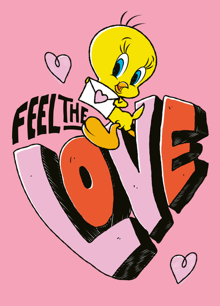 Personalised Pink Tweety 'Feel the Love' Anniversary Card | Hallmark