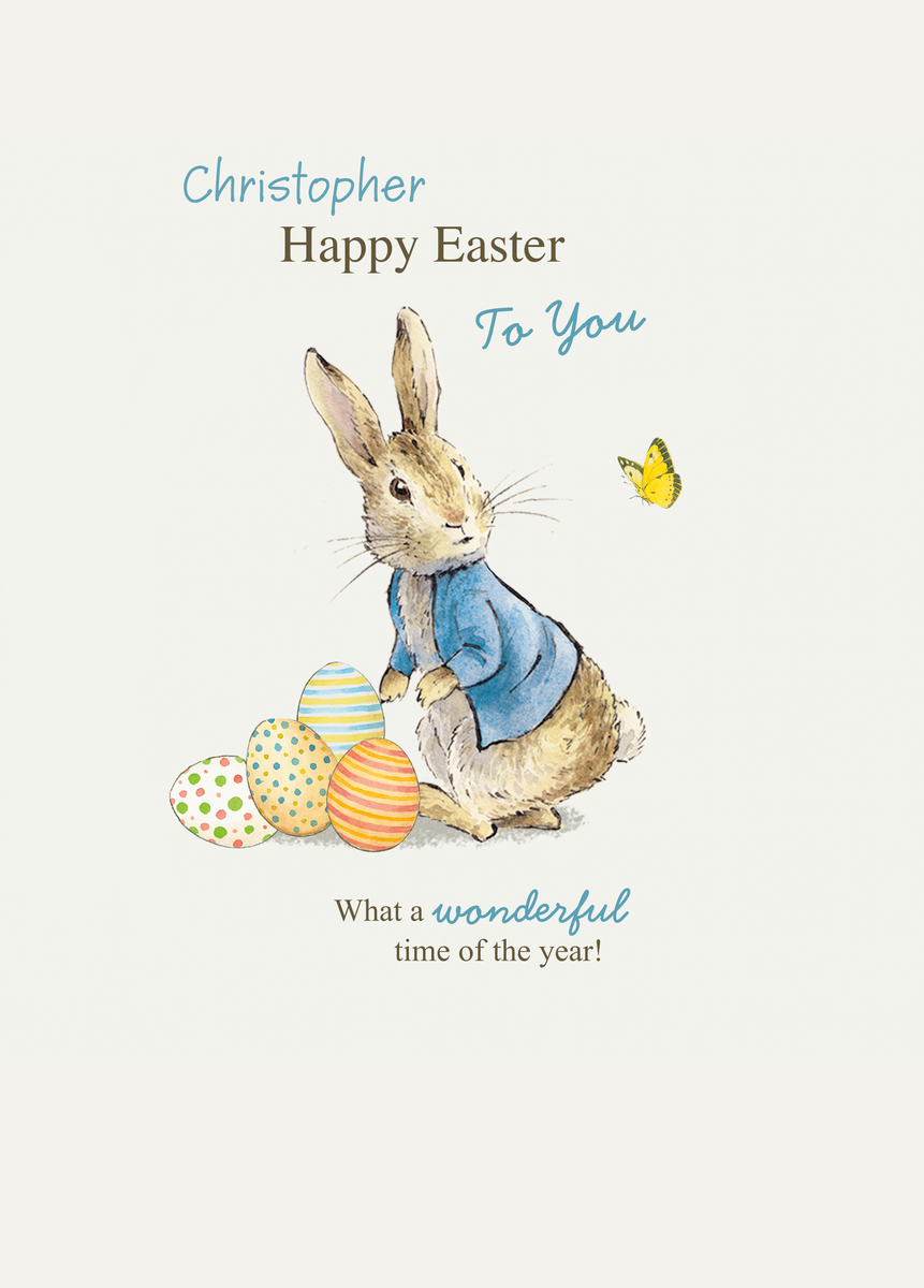 Personalised & Editable Peter Rabbit™ with Eggs Easter Card | Hallmark