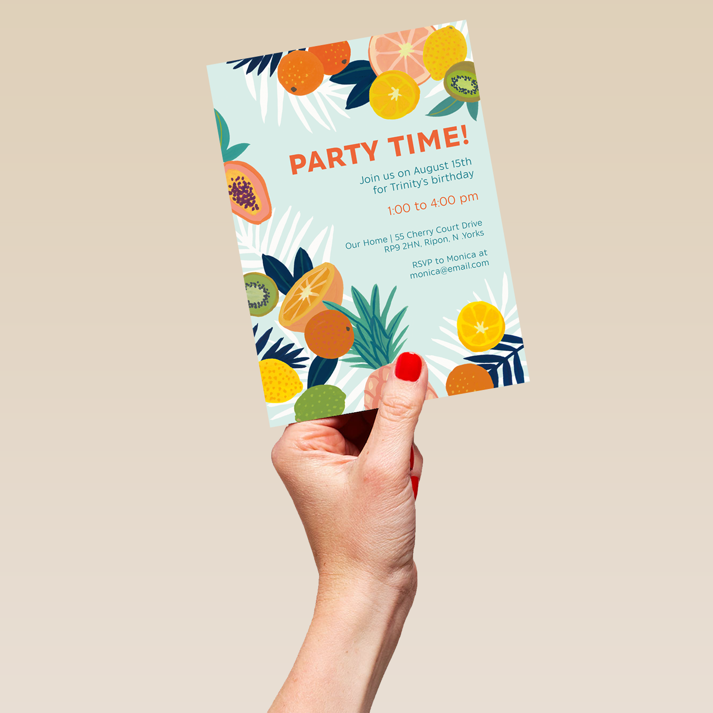 Fruit Invitations Personalised Tropical Fruits Birthday Party Invitation | Hallmark