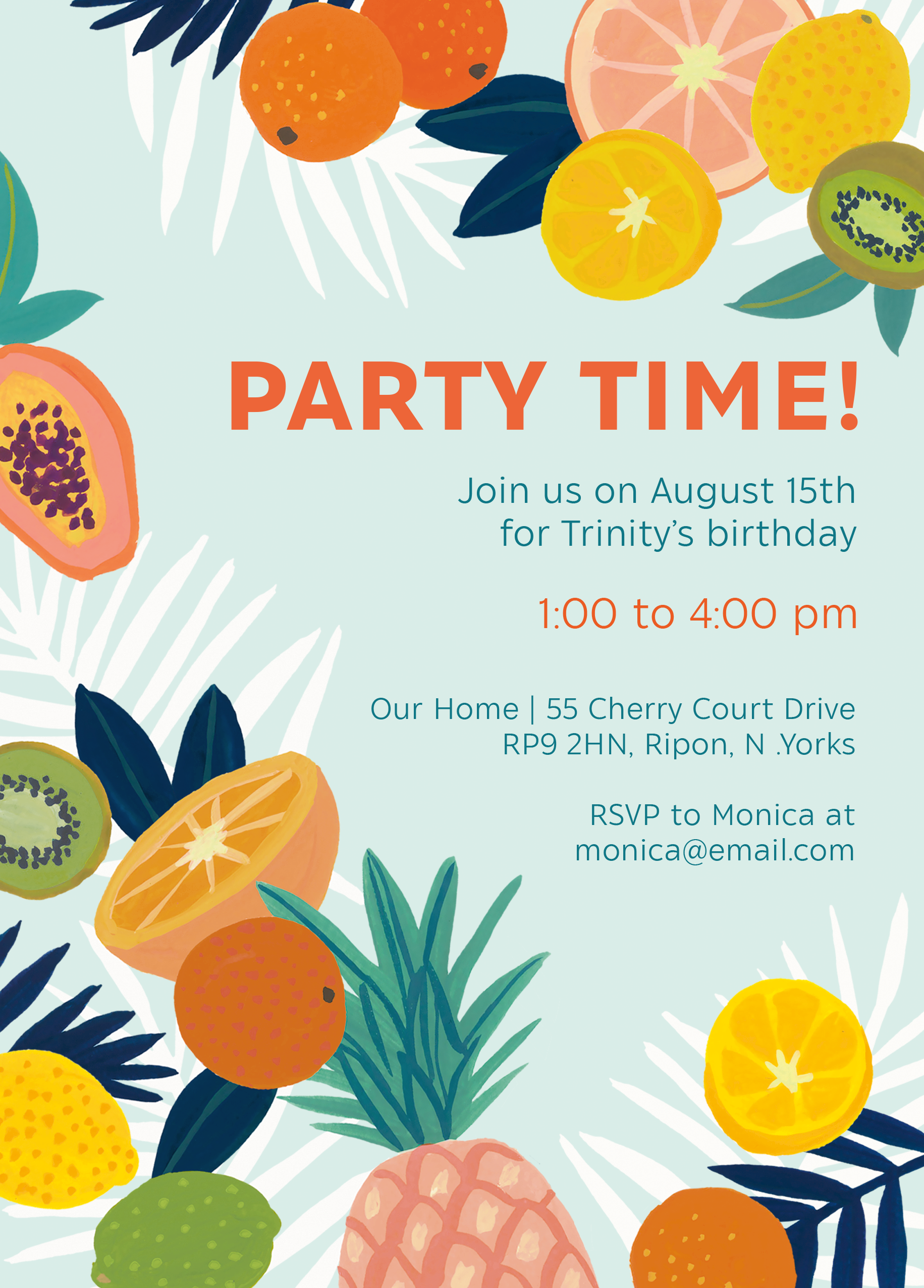 Fruit Invitations Personalised Tropical Fruits Birthday Party Invitation | Hallmark