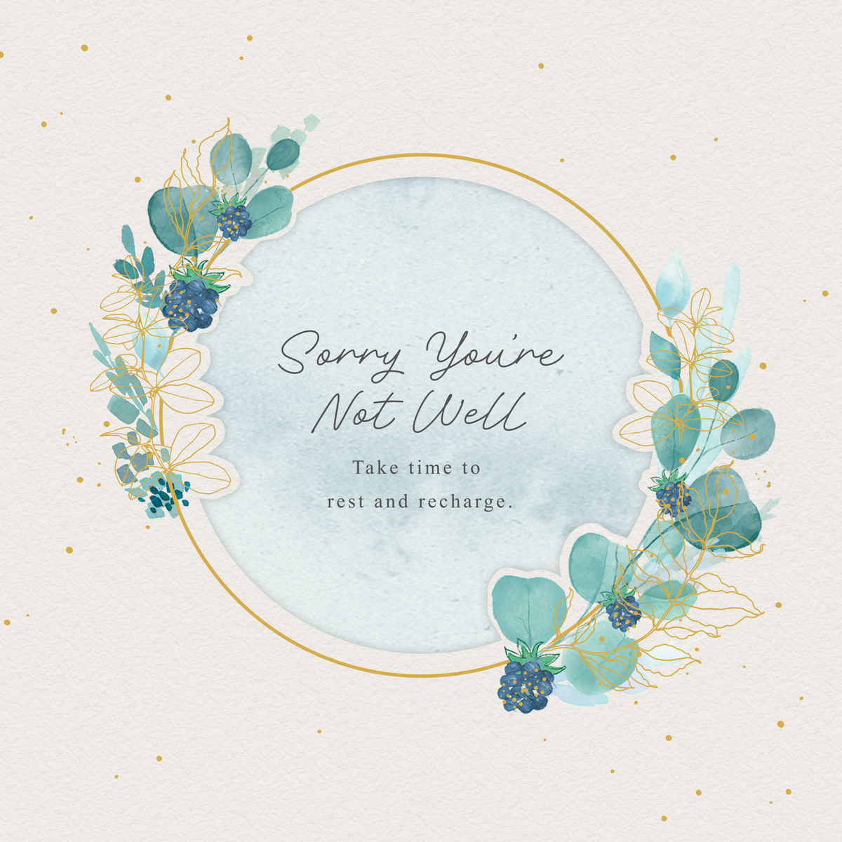 Personalised Watercolour Circle Frame Get Well Soon Card | Hallmark