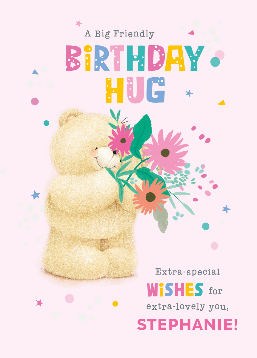 Personalised Pink Birthday Card- Hallmark Forever Friends Bouquet