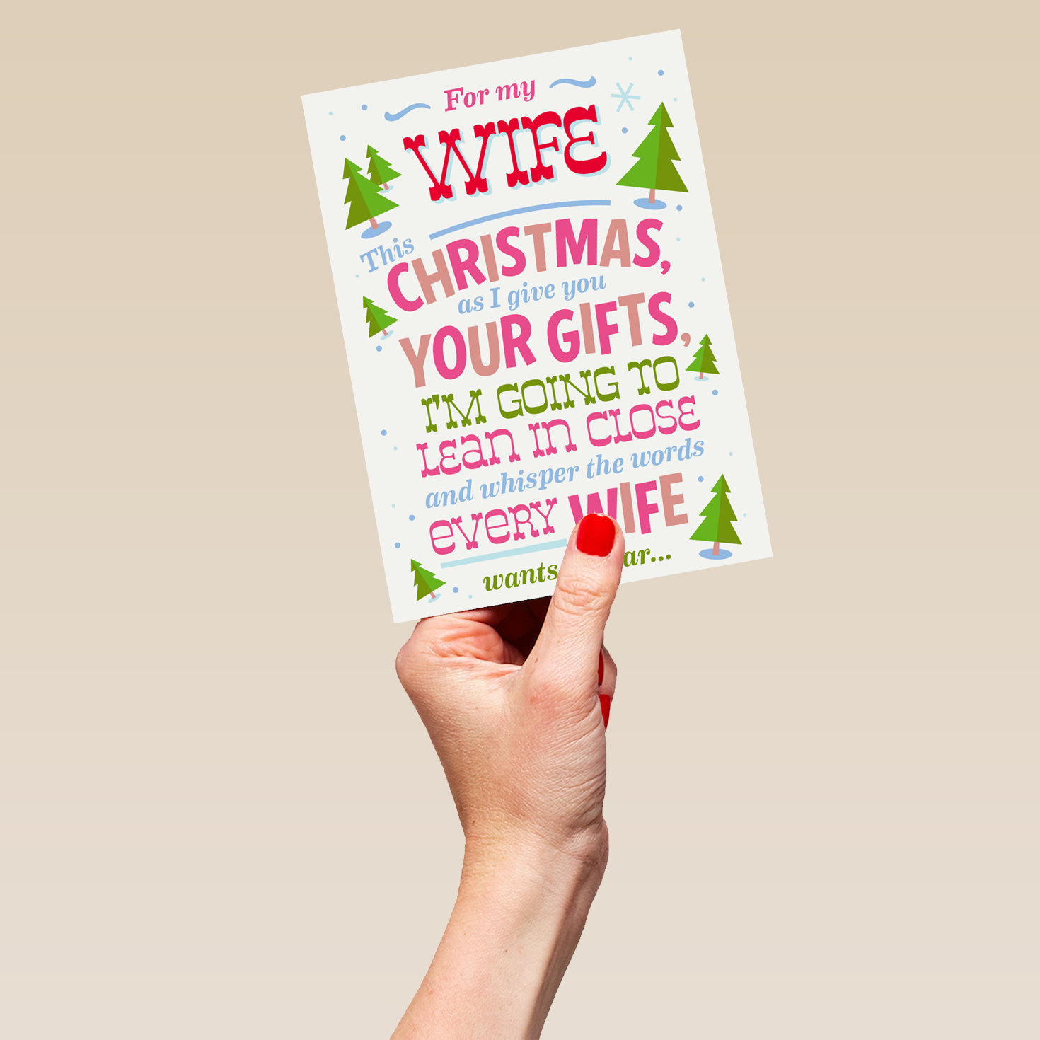 Personalised Funny Gifts Trees Christmas Card for Wife