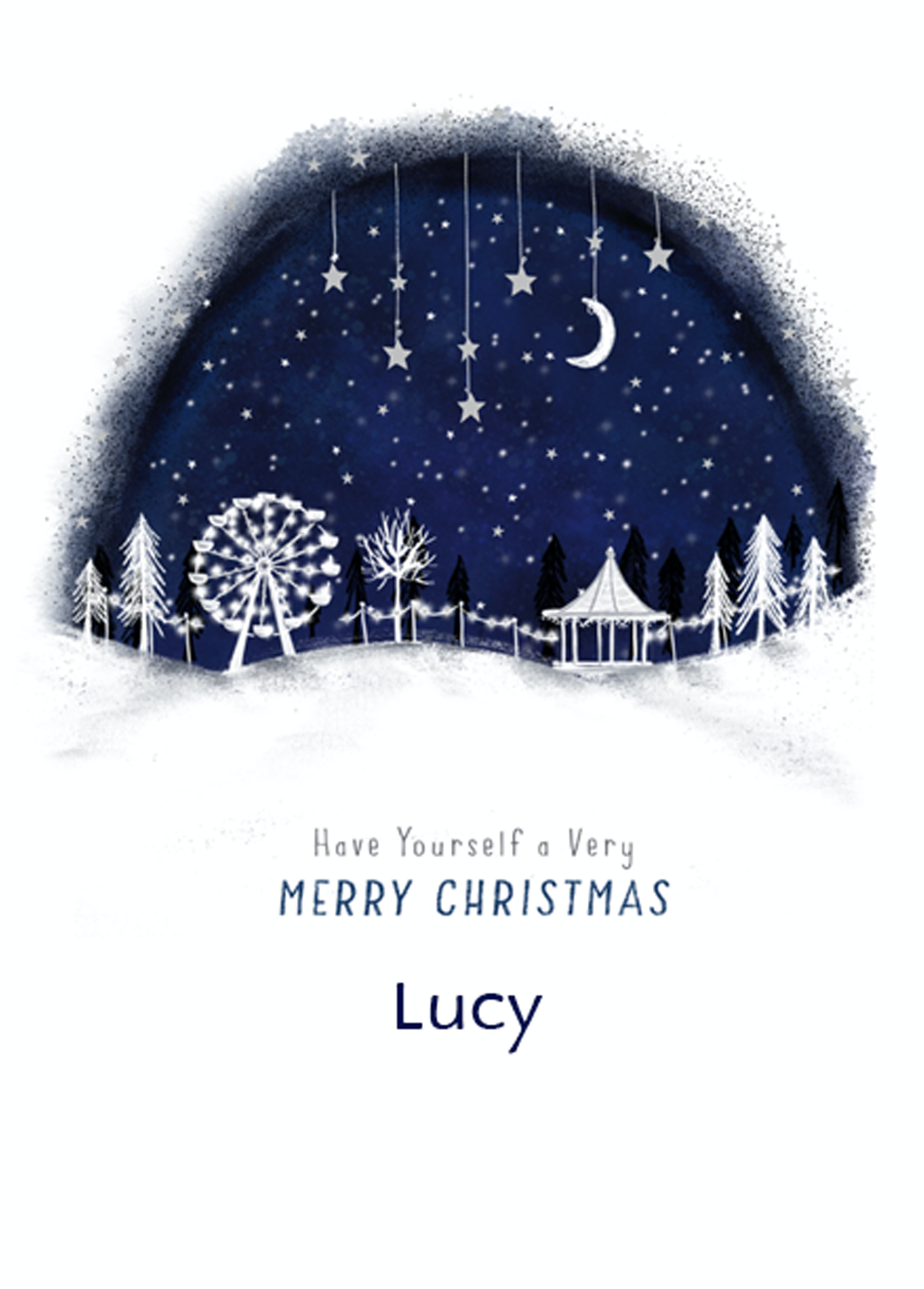 Personalised Winter Snowy Night Sky Christmas Card for Her Hallmark