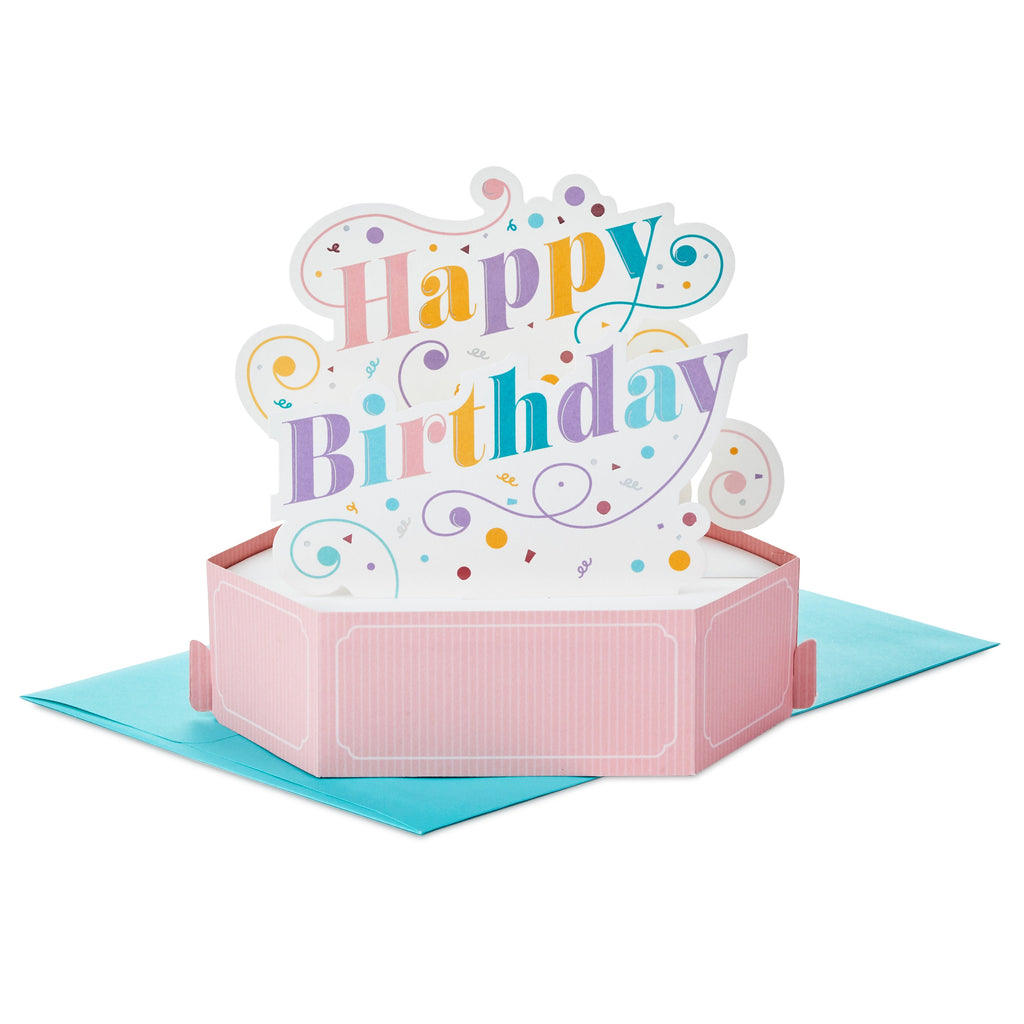 Paper Wonder Birthday Card - 3D Pop Up Pink Banner Design