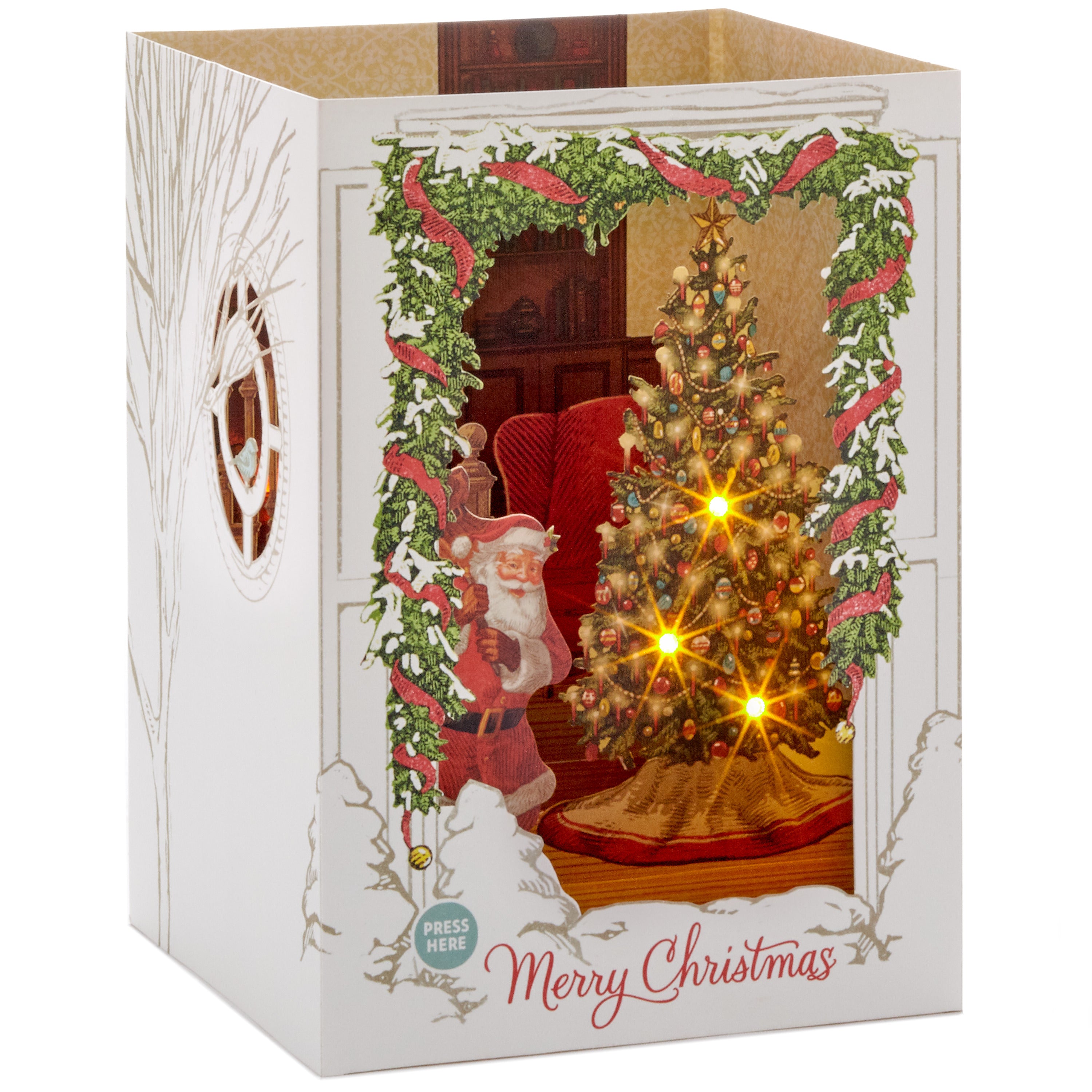 Santa Card Back Musical, Light Up, 3D Pop-Up Santa Christmas Card | Hallmark UK