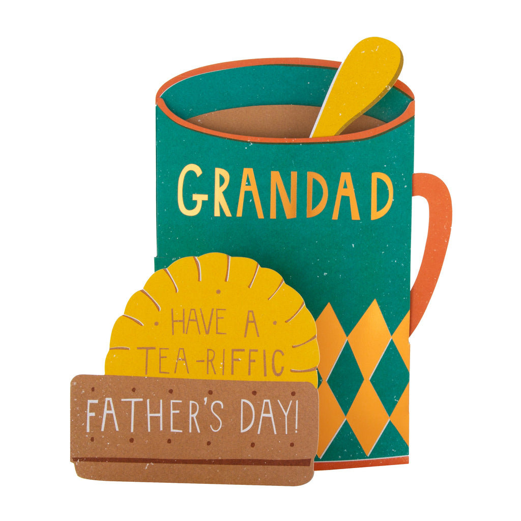 Father's Day Card for Grandad - 3D Pop-Up Tea & Biscuits Design