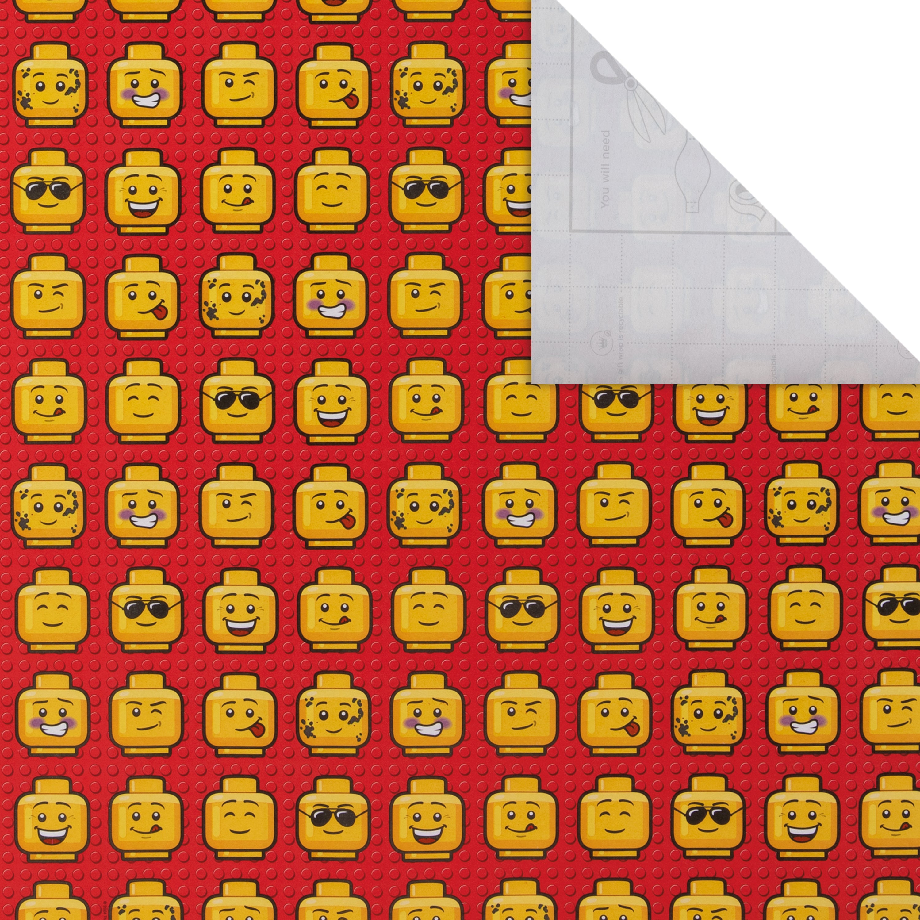 Lego Paper 6M LEGO Heads Wrapping Paper | Hallmark UK