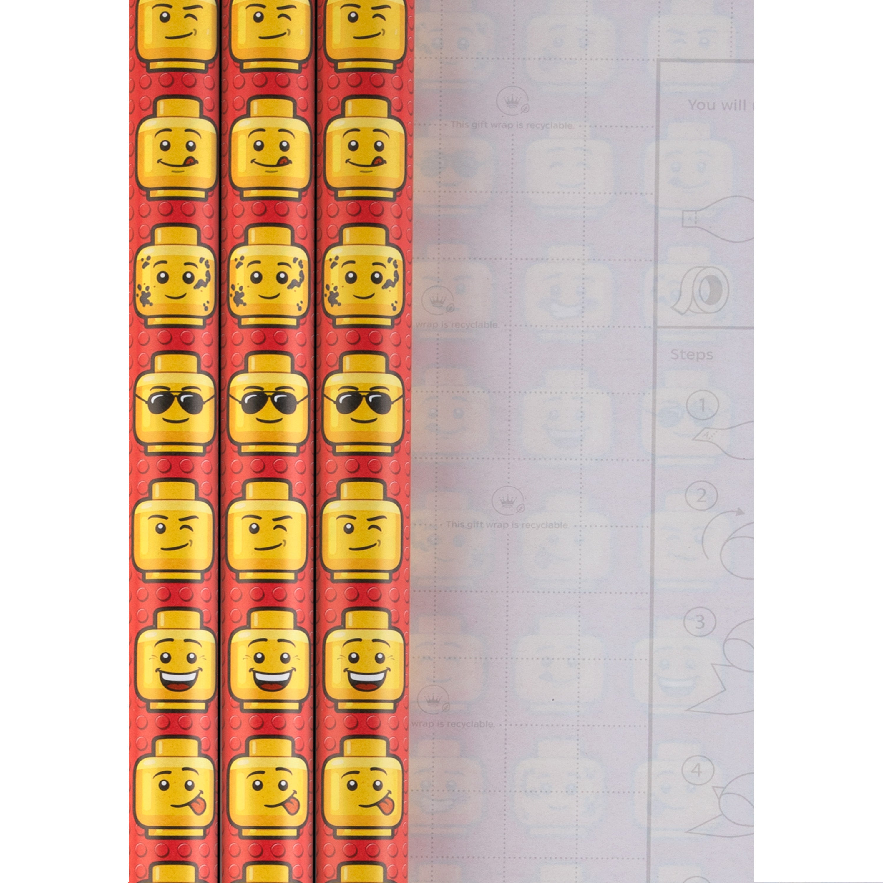 Lego Paper 6M LEGO Heads Wrapping Paper | Hallmark UK