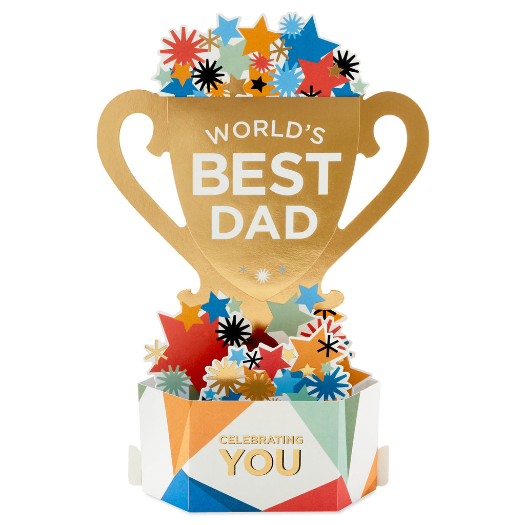 Father's Day Card for Dad - 3D Pop-Up 'Best Dad' Trophy