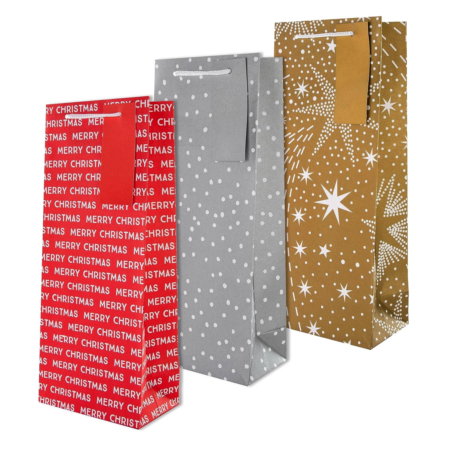 Christmas Bottle Gift Bags Pack 3 3 Contemporary Festive Designs