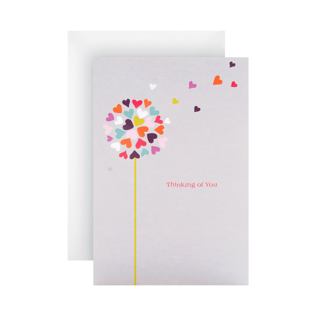 Thinking of You Card - Embossed Dandelion Heart Design