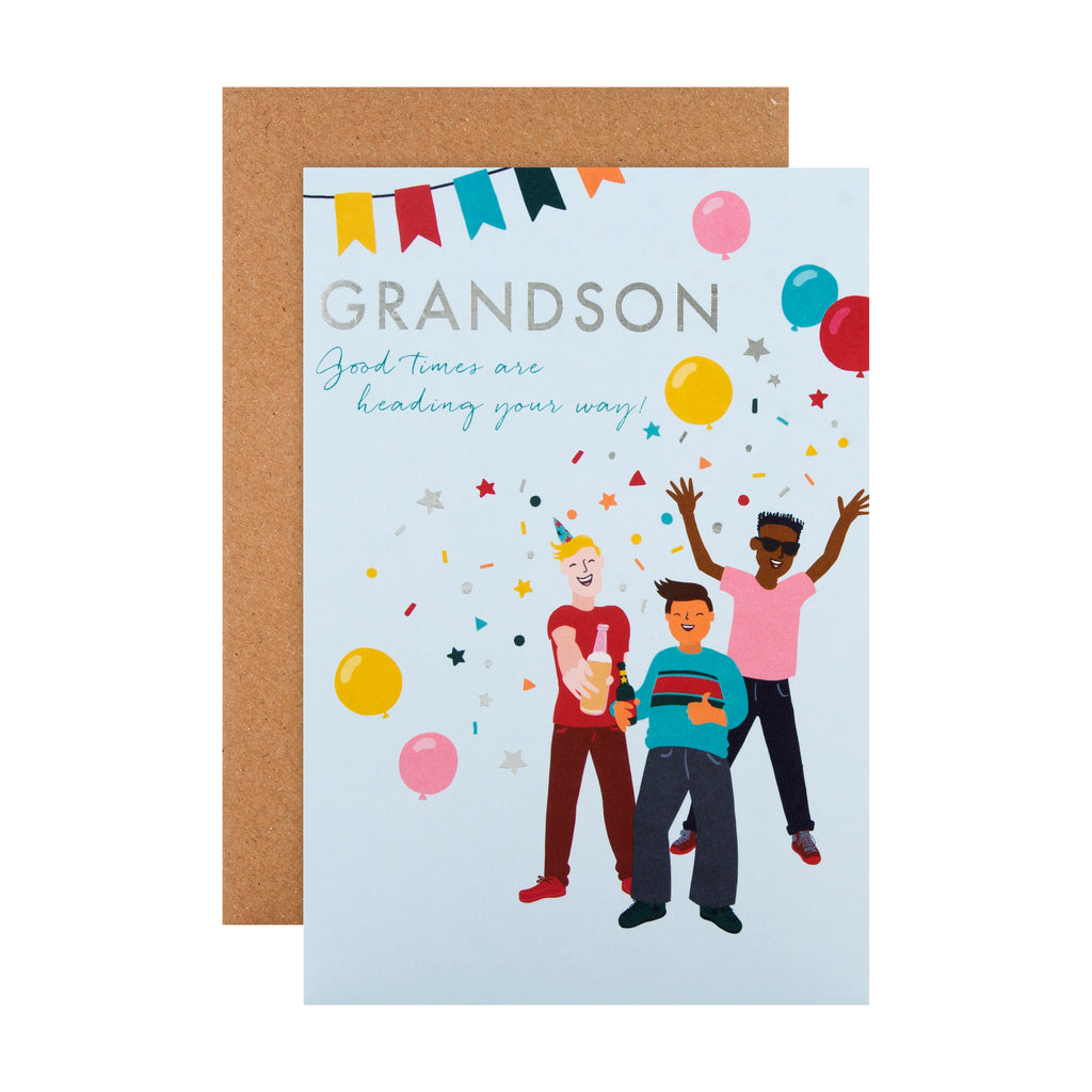 Birthday Card for Grandson - Contemporary Illustrated Design