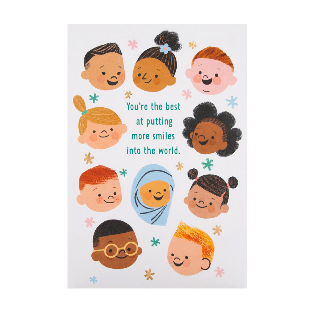 Little World Changers™️ Encouragement and Empowerment Card for Kids -  Cute Illustrated Faces Design