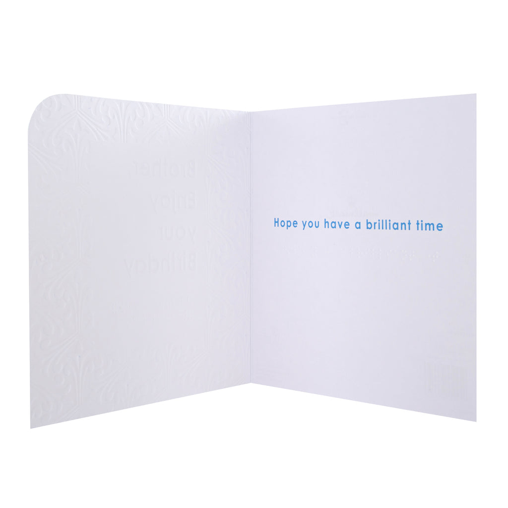 Message inside is light blue text against a white background and reads hope you have a brilliant time