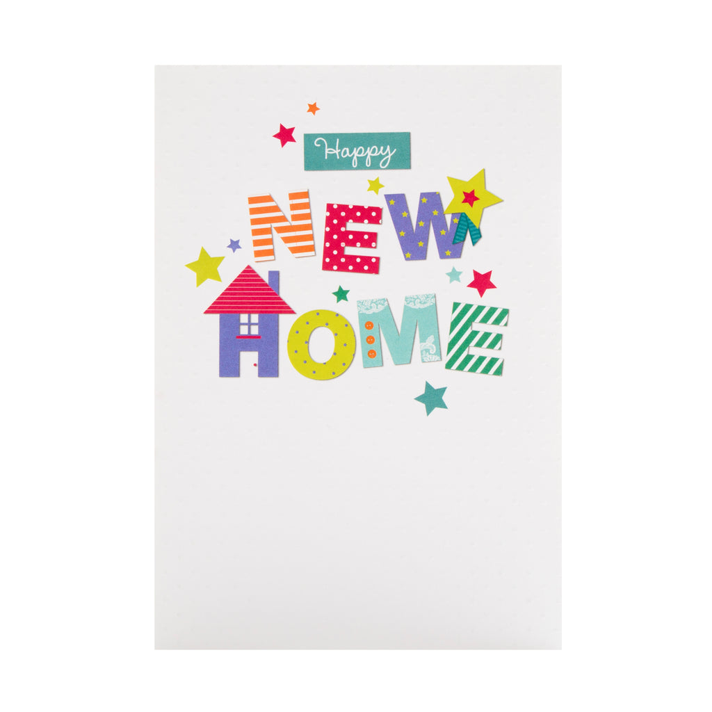 New Home Congratulations Card - Embossed Text Design