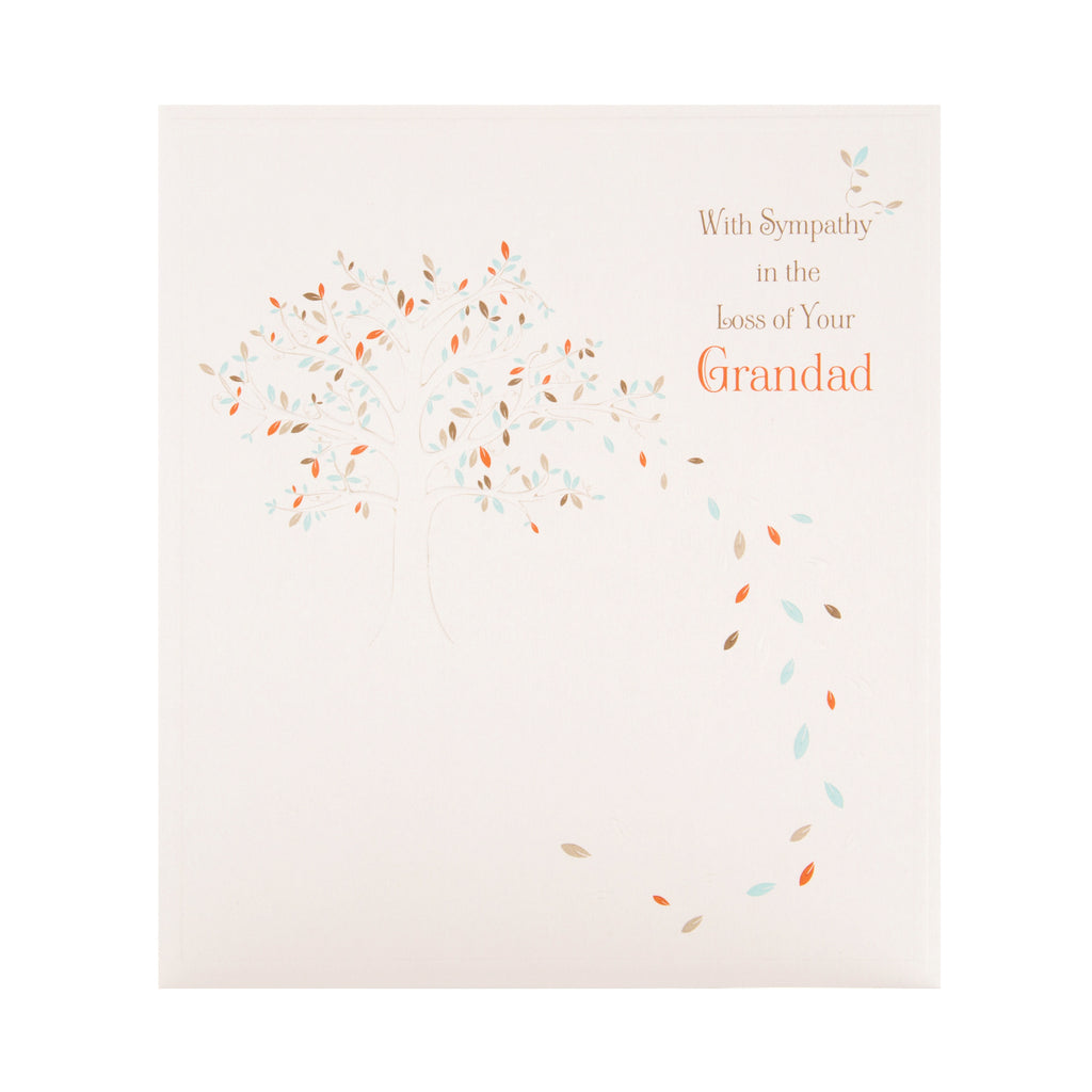Loss of Grandad Sympathy Card - Embossed Tree Design