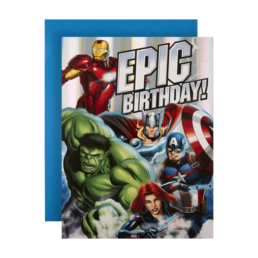 Extra-Large Kids' Birthday Card from Hallmark - Marvel Avengers Design
